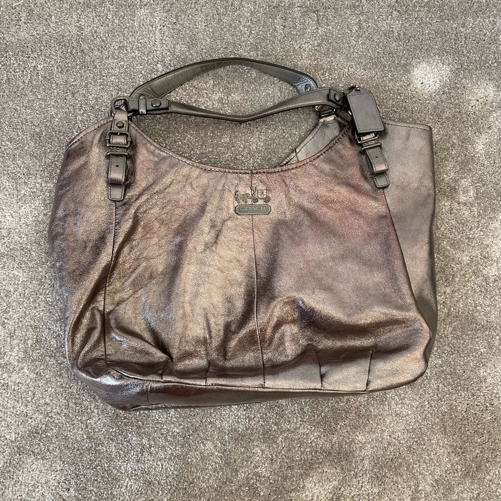 Coach Metallic Patent Leather Hobo Bag